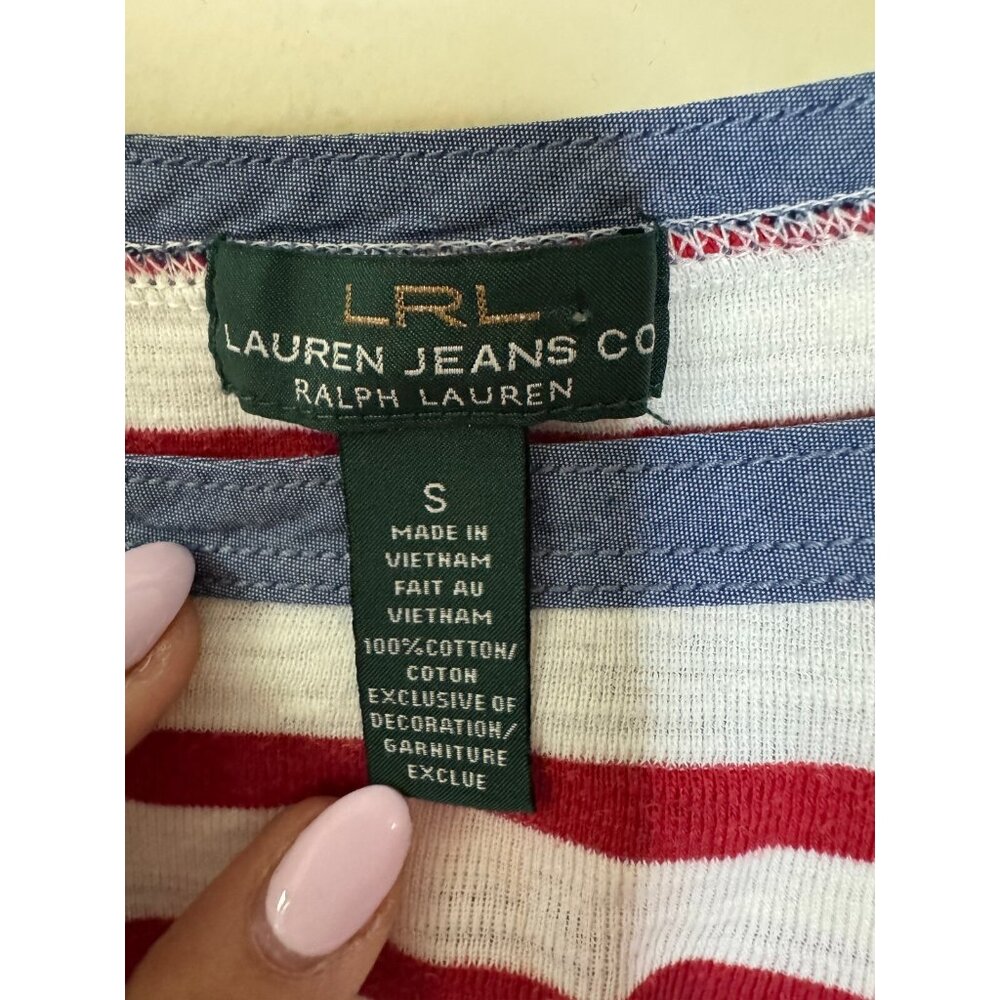 Ralph Lauren Jean Co Cotton Red White Blue Americana Size S Top Patriotic Preppy - Picture 7 of 10